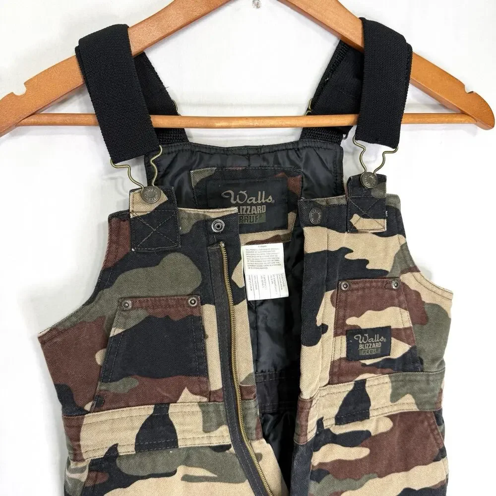 Walls Blizzard Pruf Camo Overalls Insulated Canvas Youth M 8-10 Boys Hunting